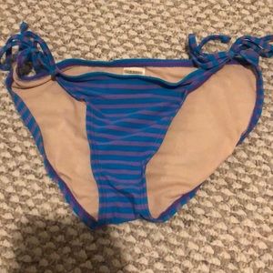 blue and purple striped bikini bottoms